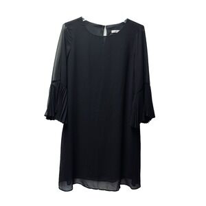 Sandra Darren 8 Black LBD Chiffon Dress Wedding 80s Cocktail Romantic Pleated